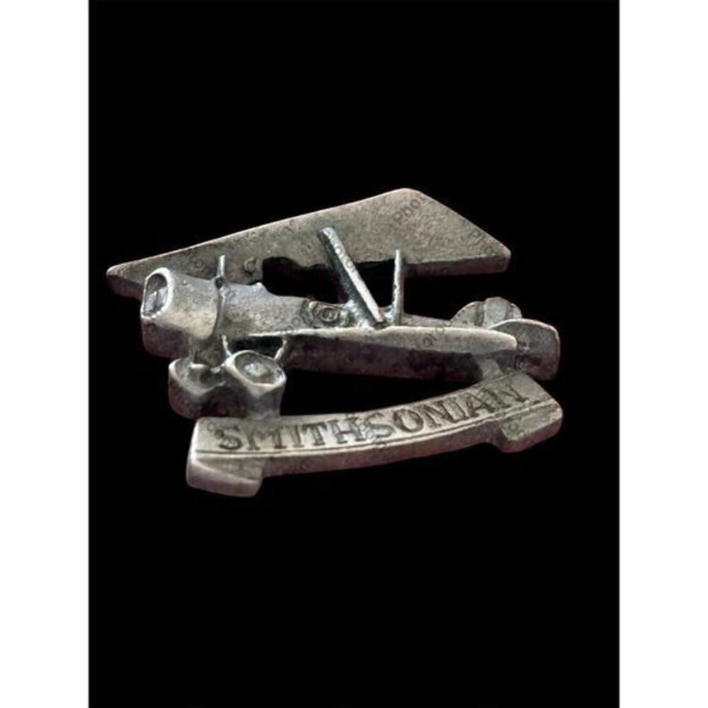 Vtg Silvertone Smithsonian Bi Plane Aviation Hat Tie Lapel Pin